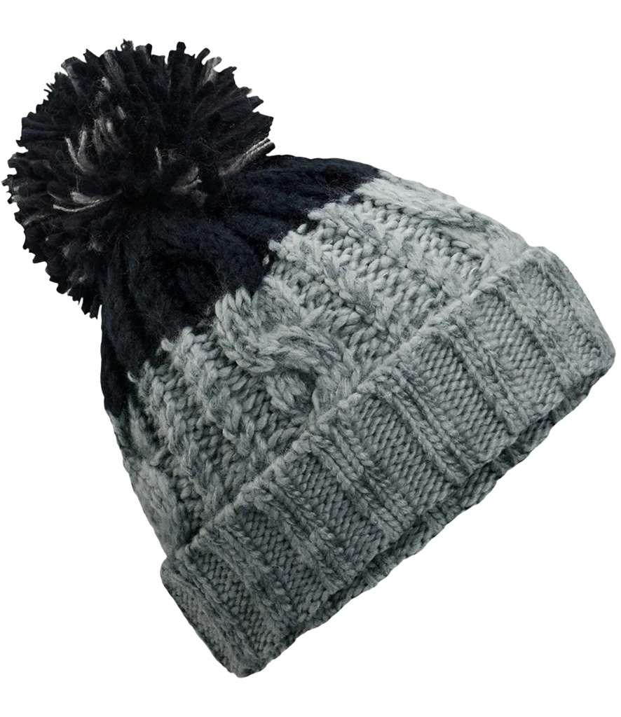 Grey Black Bobble Beanie