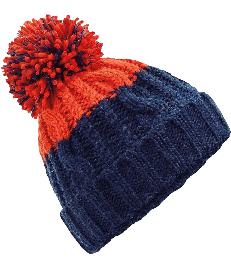 Navy Red Bobble Beanie